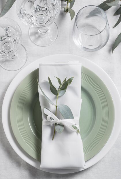 元素顶视图与植物表安排婚礼分类浪漫
