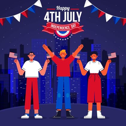 庆祝七月四日-独立日插画节日纪念美国