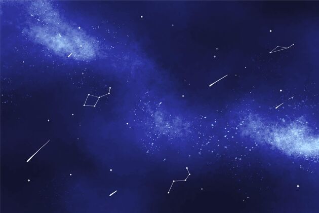 手绘手绘水彩银河背景水彩画星空宇宙