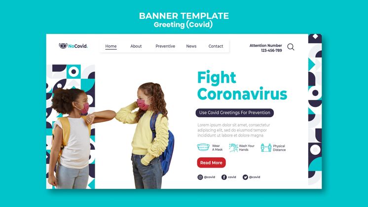危险冠状病毒问候与照片登陆页模板感染健康网页模板