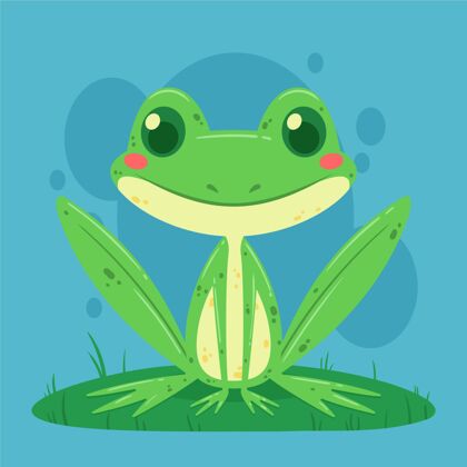 青蛙可爱的平面设计青蛙插图野生野生动物绿色