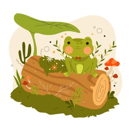 自然有机平面青蛙插图青蛙平面设计野生