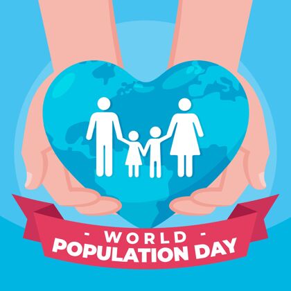 插图模型有机平面世界人口日插画人口问题全球