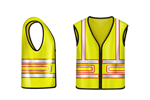 服装黄色安全背心 带反光条纹 建筑工程制服工人反光生活