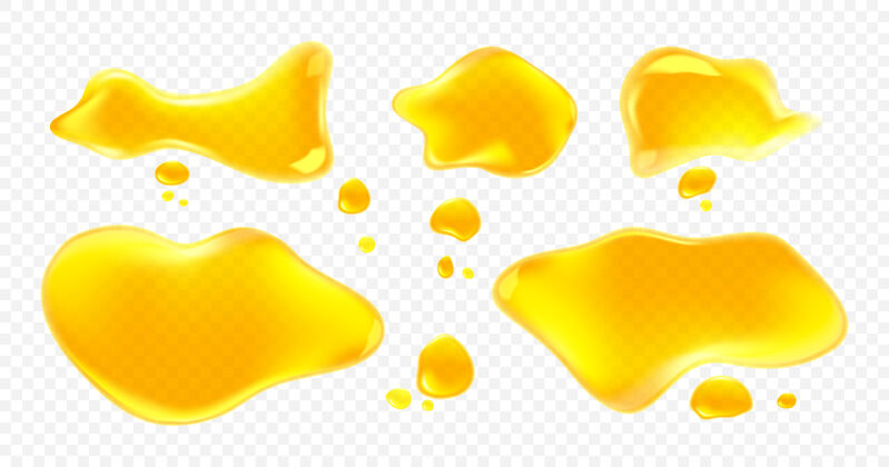 水果黄色的果汁油或蜂蜜泄漏隔离透明水坑清洁湿