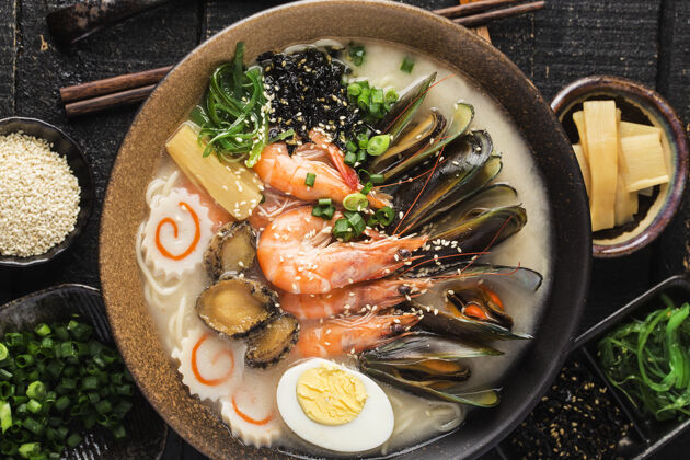 饭一碗日本海鲜拉面烹饪餐馆汤
