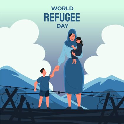 世界难民日平面世界难民日插画冲突全球意识