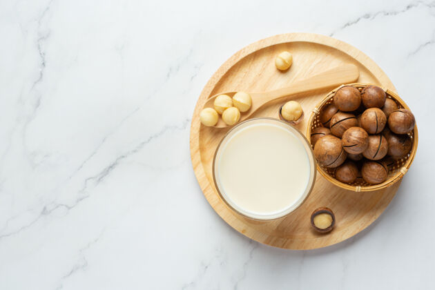 混合物澳洲坚果白牛奶即可食用种子纤维营养