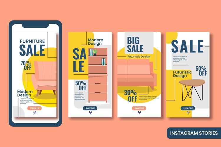 故事平面家具销售instagram故事集收藏家具销售套装