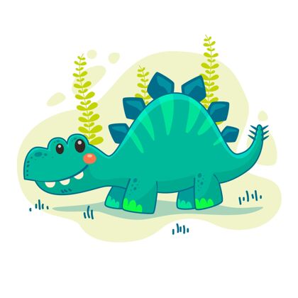 史前卡通恐龙宝宝插画古生物学爬行动物恐龙