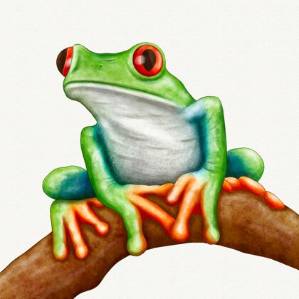 青蛙手绘水彩青蛙插图绘画动物手绘