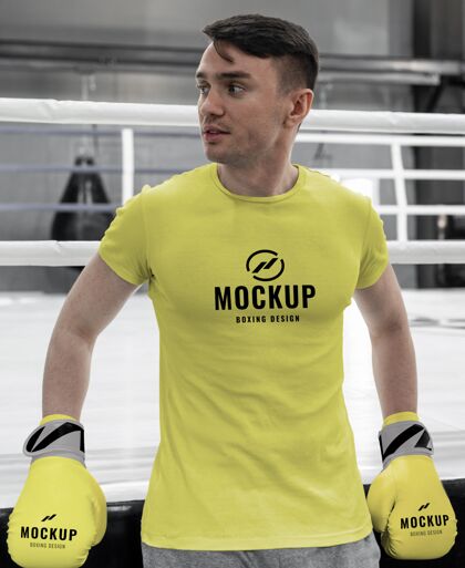 锻炼拳击运动员穿着模拟t恤盒子运动健康