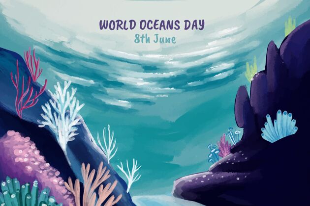 地球手绘水彩画世界海洋日插画全球海洋海洋