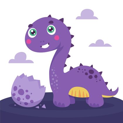 爬行动物卡通可爱的恐龙宝宝插图古生物学恐龙史前
