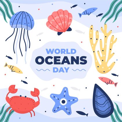 海洋平面世界海洋日插图地球庆典海洋日