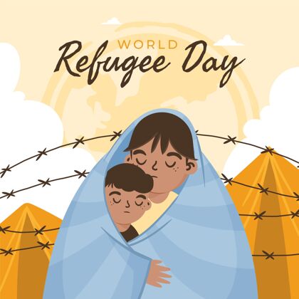 难民手绘世界难民日插图冲突世界难民日国际