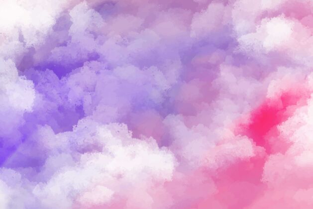 墨水手绘水彩粉彩天空云背景梯度水彩纹理