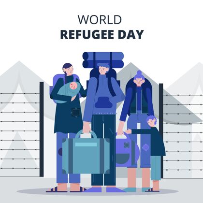 世界难民日平面世界难民日插画人权暴力难民日