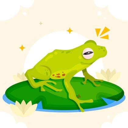 青蛙有机平面可爱青蛙插图有机平面绿色自然