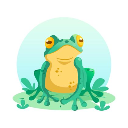 自然有机平面可爱青蛙插图青蛙绿色可爱