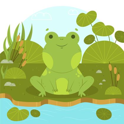 动物手绘笑脸青蛙插图可爱画手绘