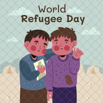 难民手绘世界难民日插图手绘难民日迫害