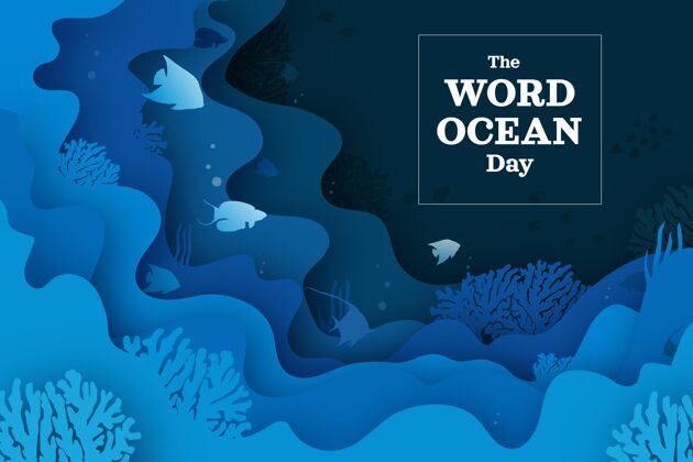 全球世界海洋日纸制插图地球生态系统世界海洋日