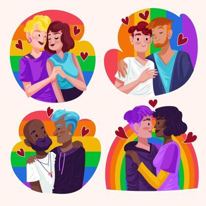 女同性恋手绘自豪日情侣系列同性恋夫妇旗帜收集