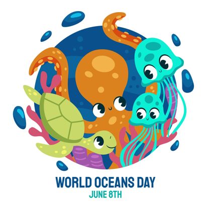 海洋日手绘世界海洋日插图世界海洋日全球生态
