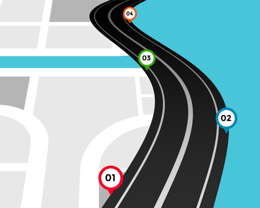 路径带位置标记的路径信息图模板驾驶旅行街道
