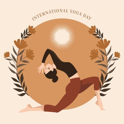 放松有机平面国际瑜伽日插画平面设计集中有机平面
