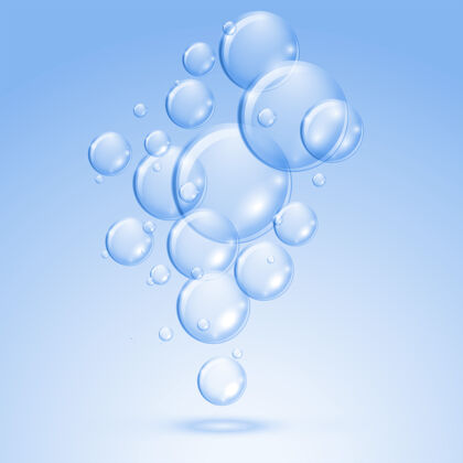 蓝色漂浮闪亮的水泡插图 闪亮抽象圆形