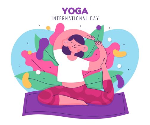 放松手绘国际瑜伽日插图运动手绘庆典