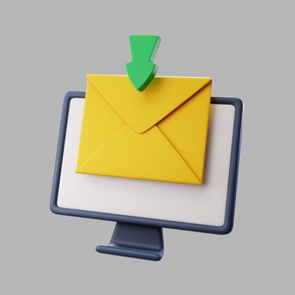 计算机屏幕带邮件的3d桌面显示器三维邮件电子邮件