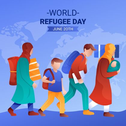 梯度梯度世界难民日插画冲突全球难民