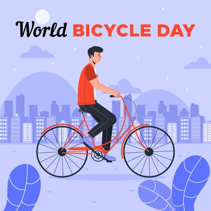 有机有机平面世界自行车日插画庆典生态活动