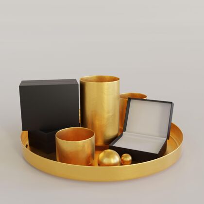 黄金珠宝包装展示模型黄金优雅珠宝盒