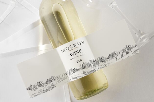 模型酒瓶标签模型平放葡萄酒模型葡萄酒杯标签