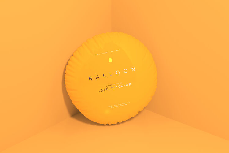 3d渲染橙色气球模型浮动最小Psd