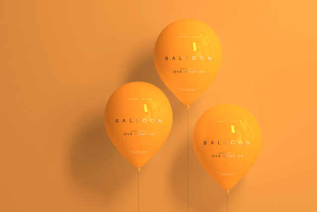 浮动橙色气球模型3d渲染橙色节日