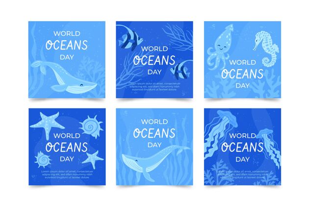 海洋手绘世界海洋日instagram帖子集国际Instagram发布发布