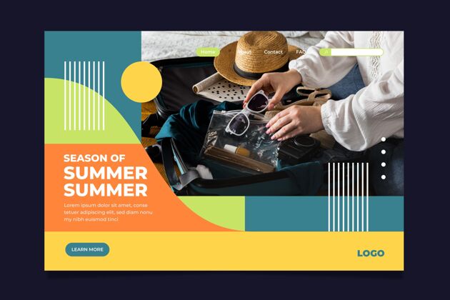 夏季平面夏季登陆页模板与照片网站静态页平面