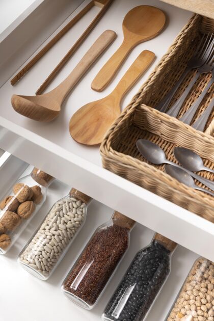 物品高角度餐具和豆制品组织食品元素