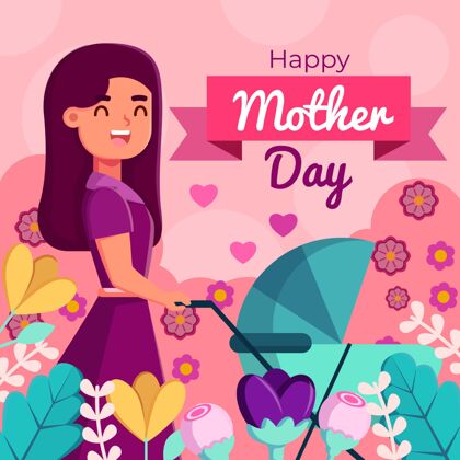 母亲节快乐平淡的母亲节插画女人家庭母亲节