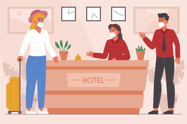 入住有机公寓酒店新常态插画公寓设计汽车旅馆公寓
