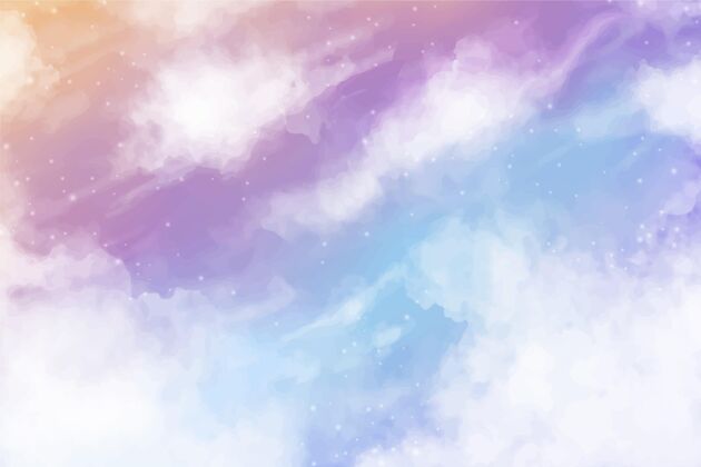 粉彩天空手绘水彩粉彩天空背景墙纸水彩背景水彩