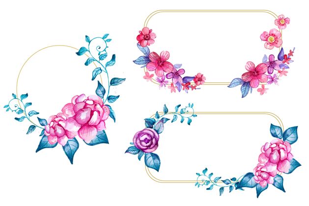 框架模板手绘水彩花架系列开花分类花卉
