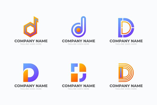 企业标识一套不同的渐变d标志品牌D标识公司标识