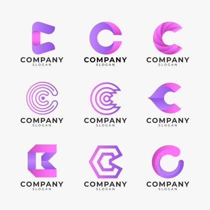 BusinessLogo渐变色c标志模板集合Logo模板BrandingCorporate