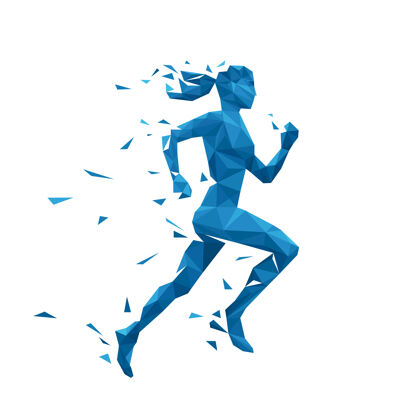 女子蓝色几何女跑步插图能量健身比赛
